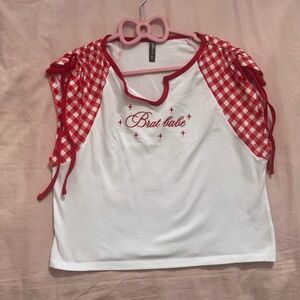 Cute Red and White Gingham Brat Baby Tee
